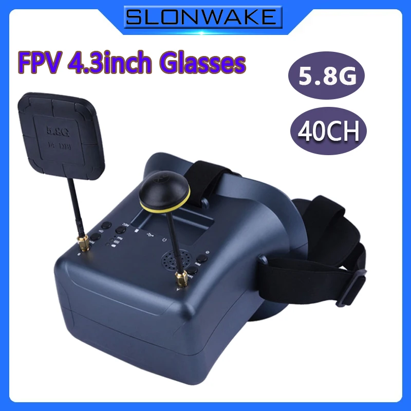 SLONWAKE LS-008D 5.8G FPV video VR Glasses High Quality 40CH With 2000mA Built-in battery DVR For RC Model  92% Transparent Lens