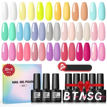 COSCELIA 20PCS Zestaw lakierów żelowych do paznokci z 7ML baza błyszcząca matowa złota srebrna brokatowa powłoka długotrwała dla dziewcząt salon paznokci sztuka