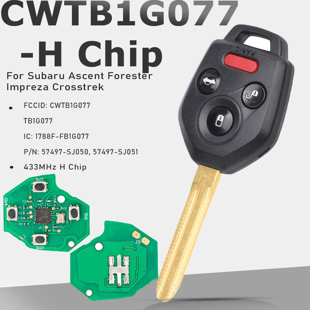 

KEYECU CWTB1G077 H Chip 433MHZ 3+1B Remote Key Fob for Subaru Ascent Forester Impreza Crosstrek 2019-2023