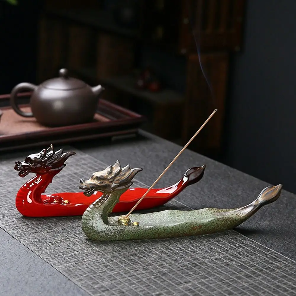 

Creative Dragon Boat Shape Incense Burner Line Incense Insertion Seat Chinese Style Antique Aroma Burner
