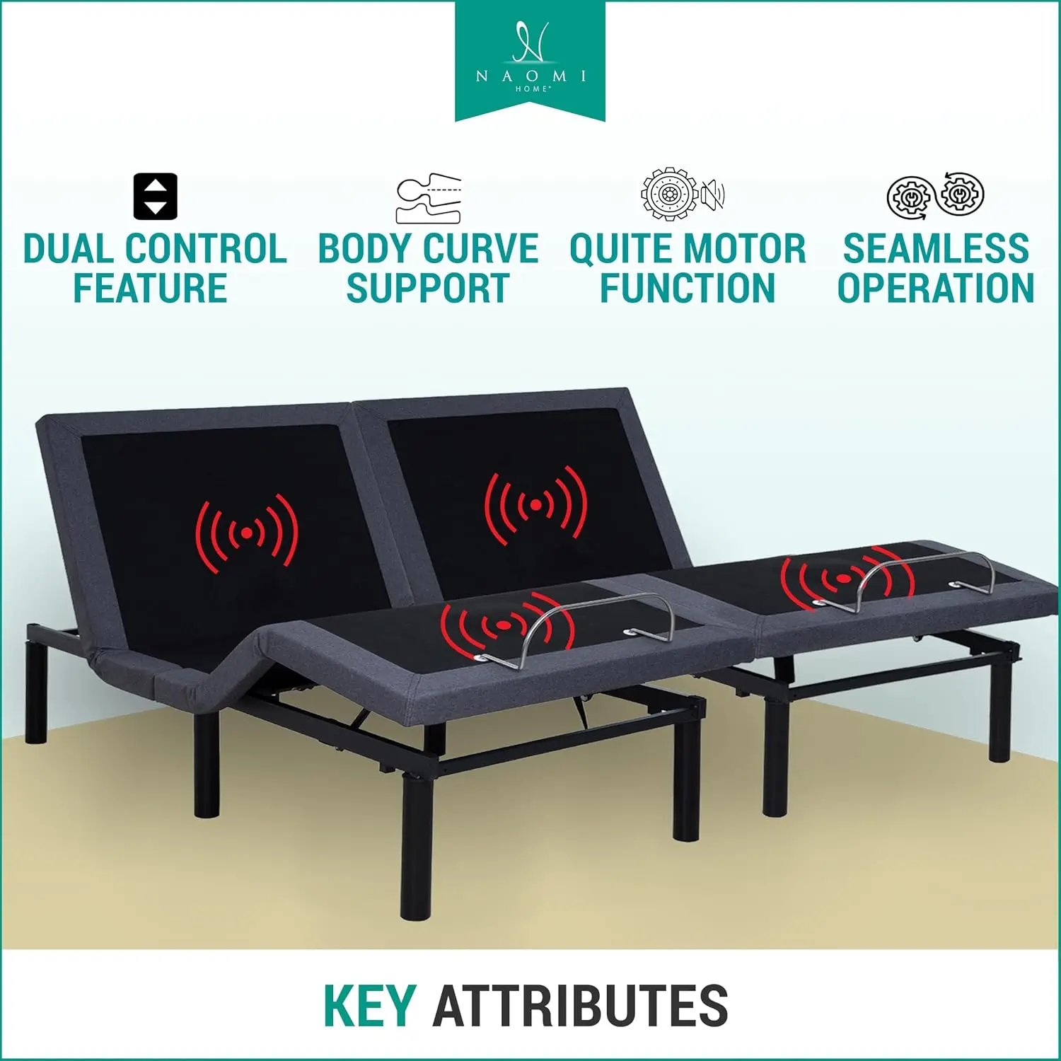 Split King Adjustable Bed Base with Massage & Zero Gravity, Customized