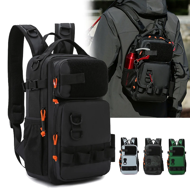Fishing Lure Backpack with Rod Holders Chest Bag Molle Multi-functional Waist Bags Outdoor Hiking Shoulder Rucksack Large Case