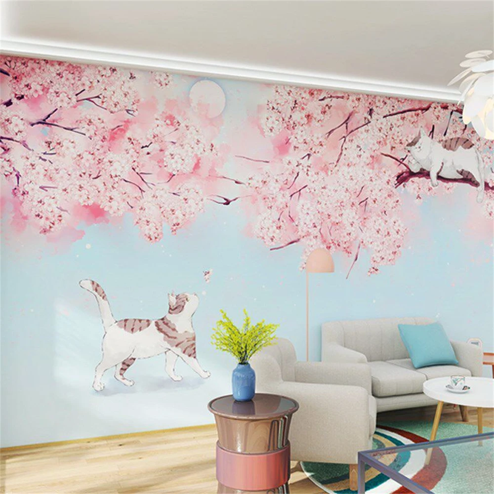custom peach Crane Lake art background mural photo wall paper bedroom 3d flooring Custom wallpaper living room home decoration
