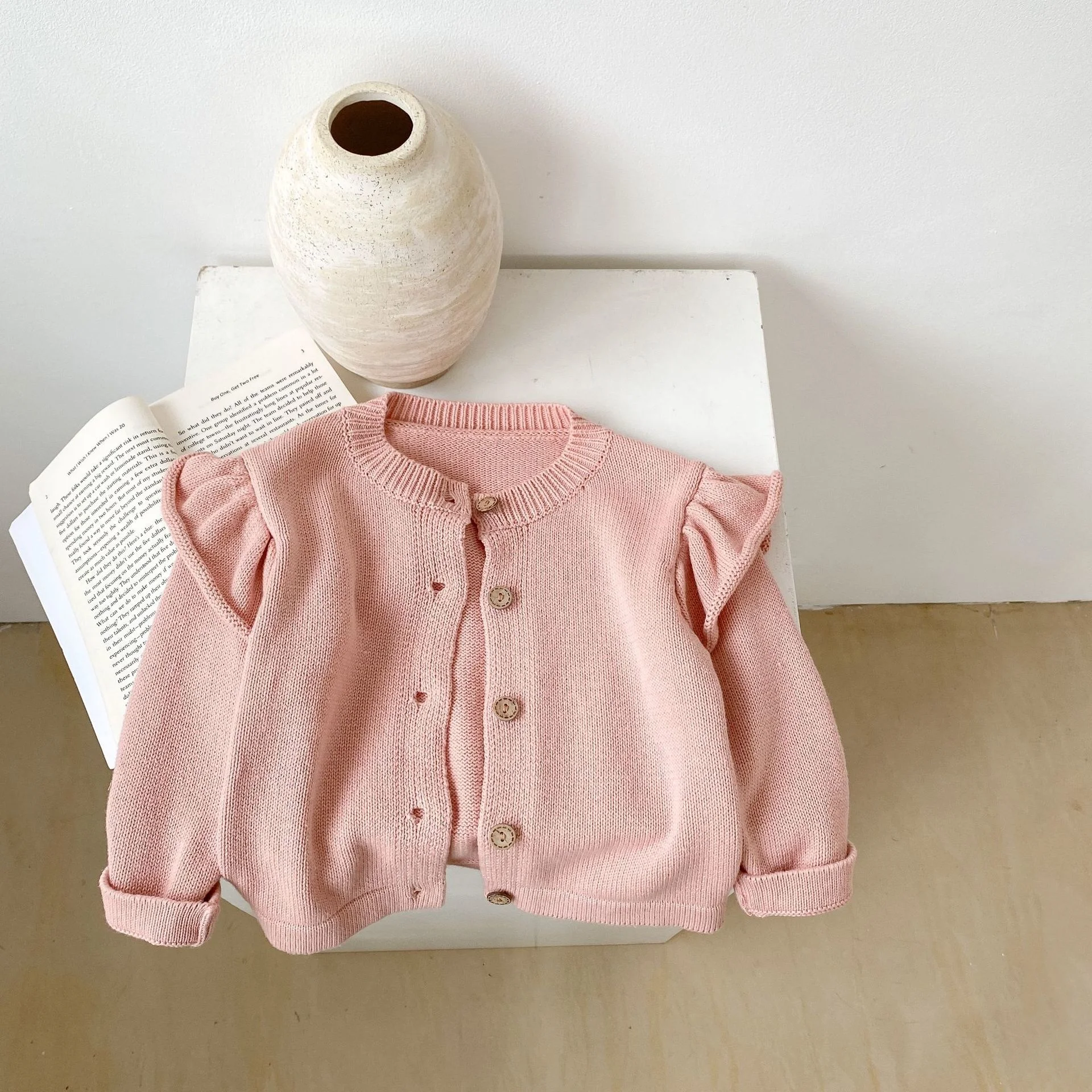 Ruffled Baby Single-Breasted Girls Long-Sleeved Sweater Jackets Toddler Cotton Outfit Tops Infant Knitted Coats For 0-36 Months