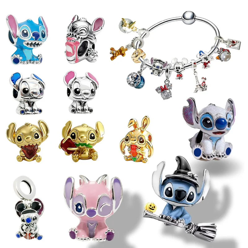 

Оригинальные бусины-шармы, двойной подвесной шарм Disney Frozen Snow Olaf и шарм Disney Stitch, подходят для браслетов-подвесок, женские украшения, подарок.