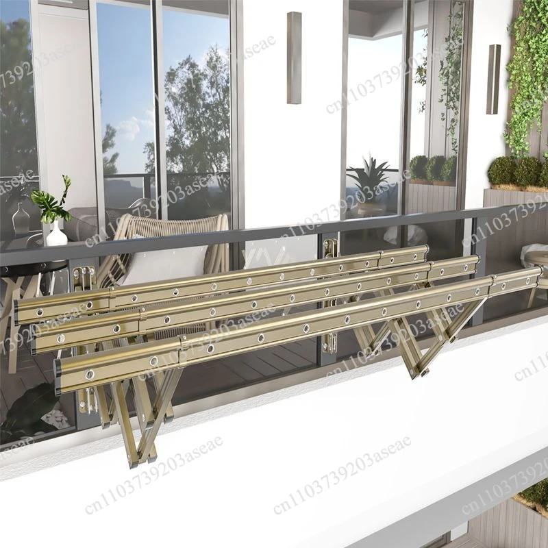 Window balcony outer telescopic drying rack outdoor outdoor push-pull folding drying rack drying rod aluminum alloy