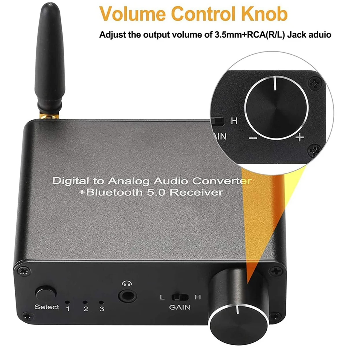

ABAN 192k Converter with Headphone Amp Digital to Analog Converter 3.5mm Audio Adapter