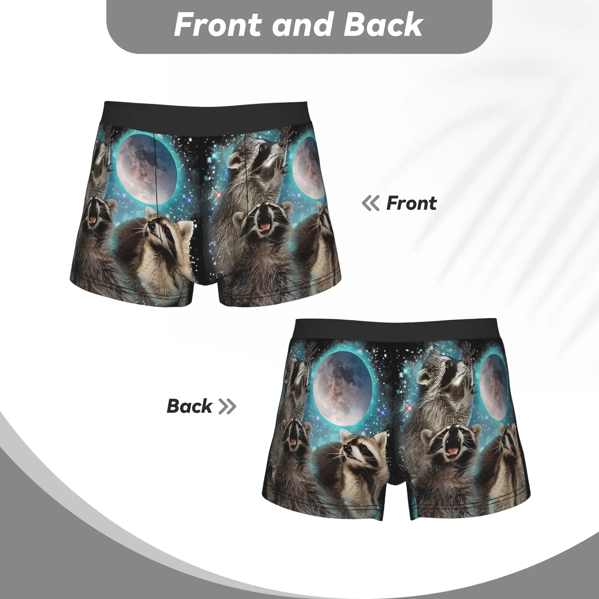Anarchy 3 Racoon Moon Howling Head Funny   raccoon Underpants Homme Panties Men's Underwear Print Shorts Boxer Briefs view 4