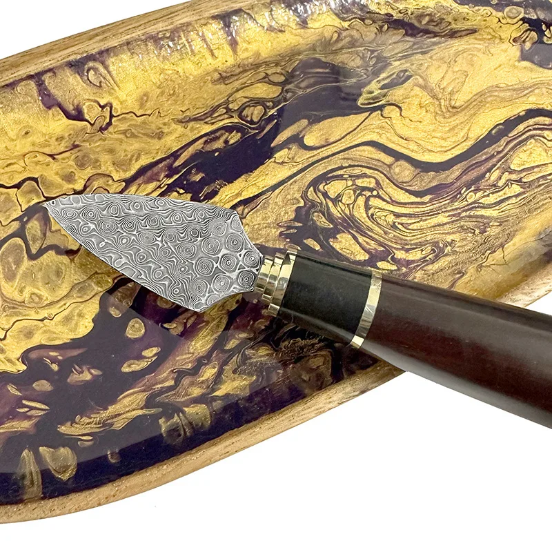 Swayboo Fixed Blade Damascus Steel Red Sandalwood Tea Knife Cone Tea Needle White Tea Hand-opened Gift Case