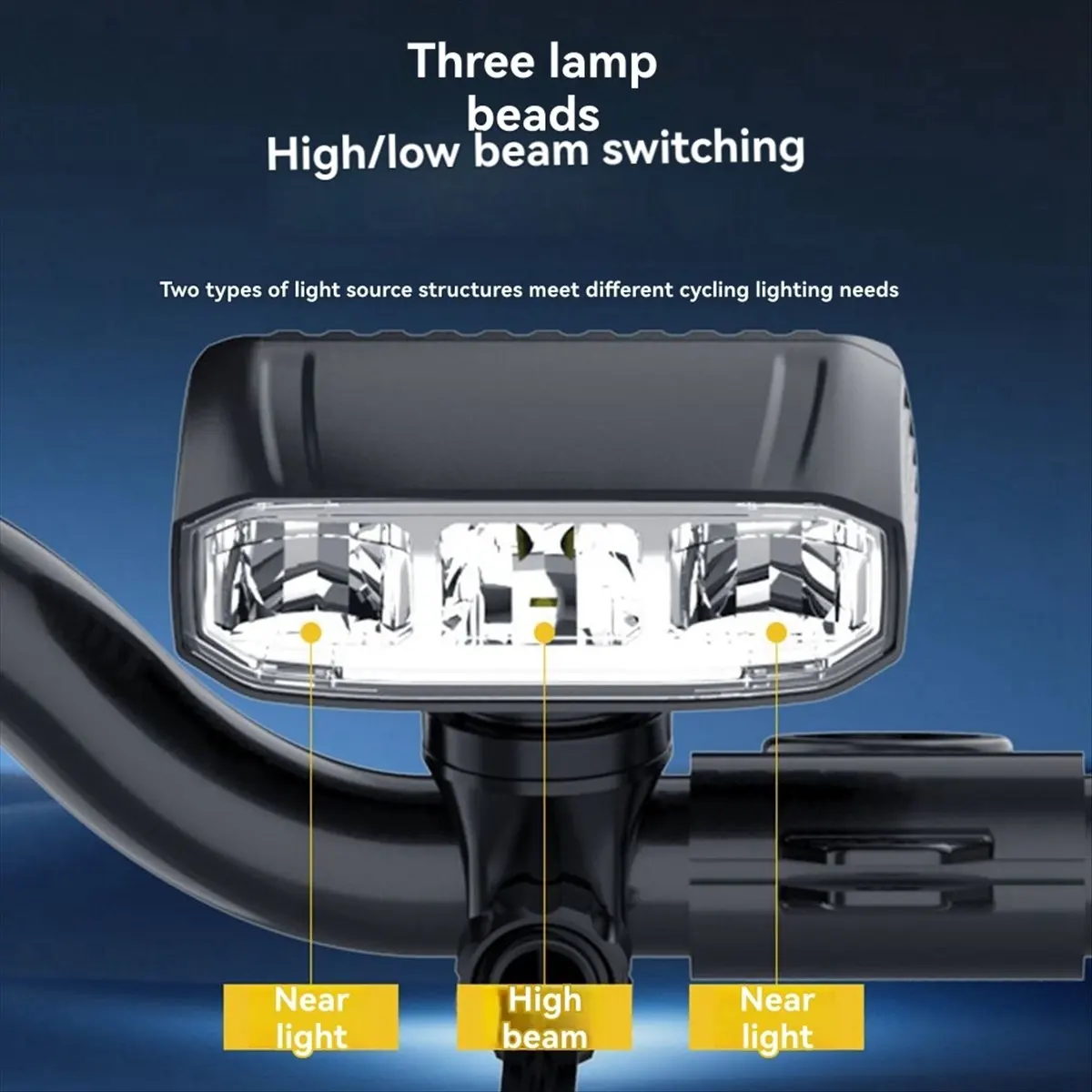 Nützliche LED-Fahrradlichtleiste, wiederaufladbar, universeller Fahrradscheinwerfer für Mountainbike/Rennrad, Schwarz