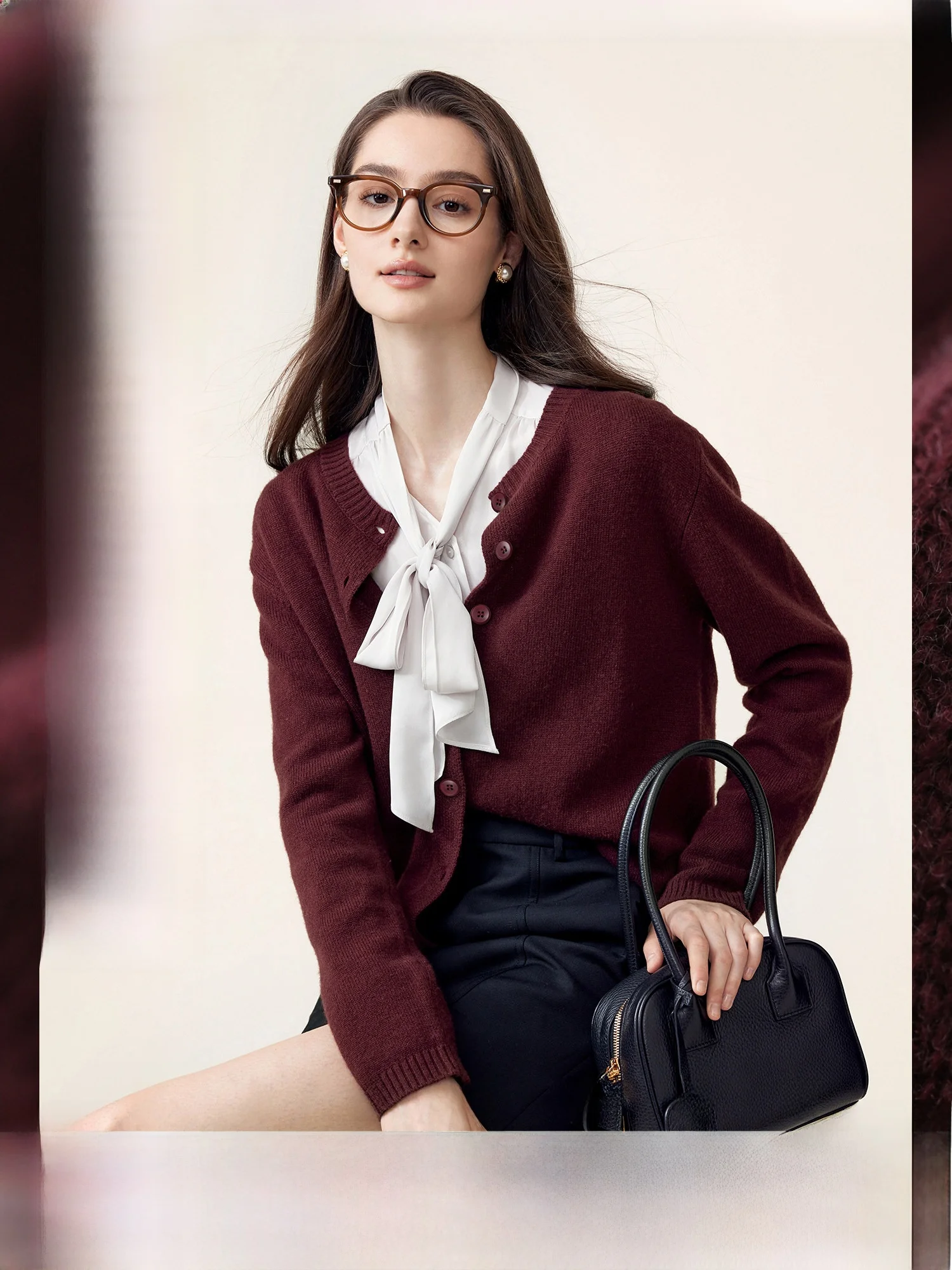 

Angora Knitted Open Cardigan Loose Fit eep Camere Sweater Autumn Sle Casual Vintage Women's Long Sve round Ne Knit...