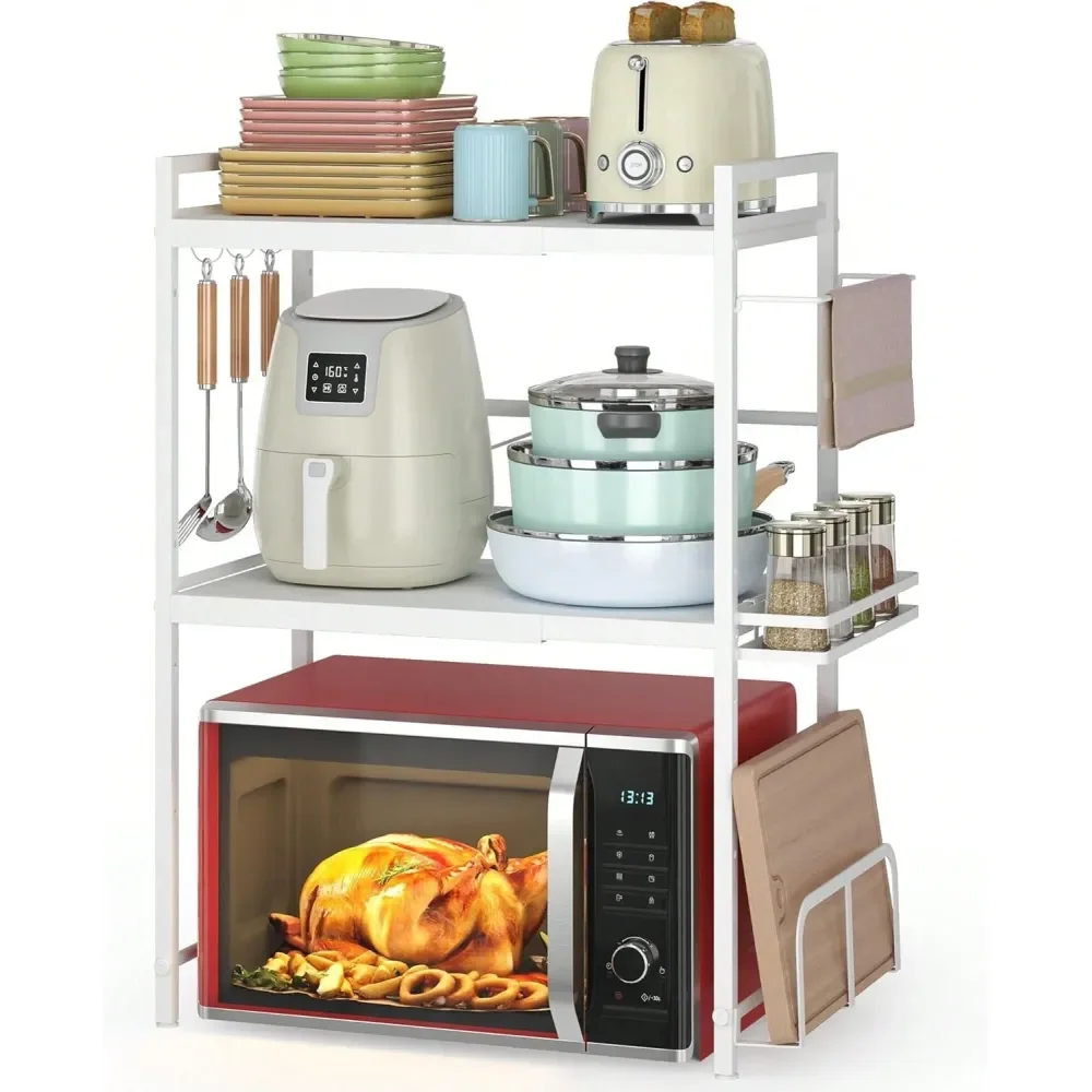 

Microwave Oven Rack, Expandable Microwave Stand Countertop Kitchen Utensils Tableware Storage, Carbon Steel Over Microwave Shel
