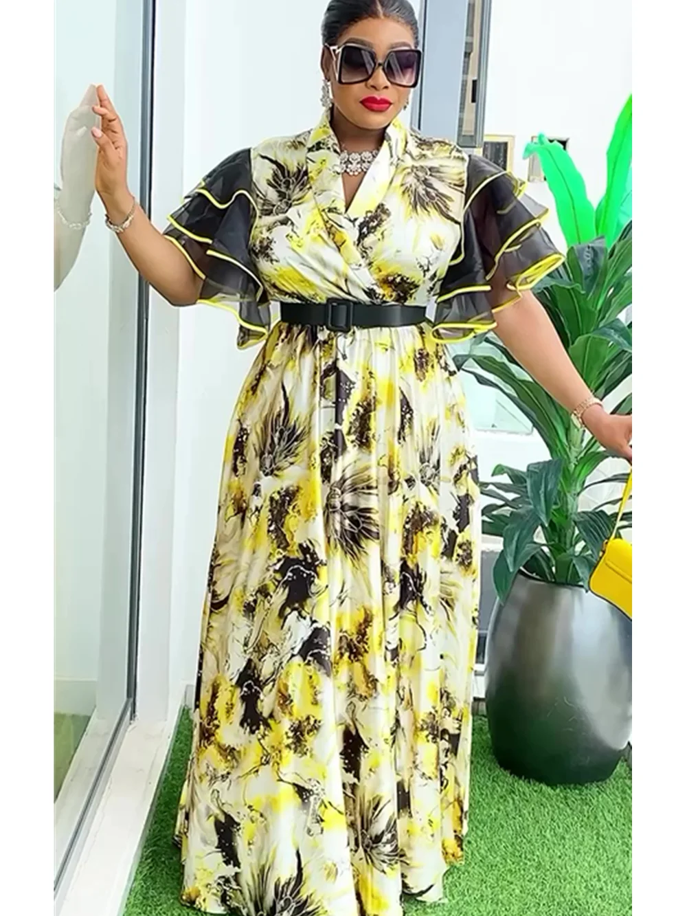 African Dresses for Women 2024 Plus Size Evening Party Long Dress Africa Clothing Elegant Turkey Muslim Print Maxi Dress