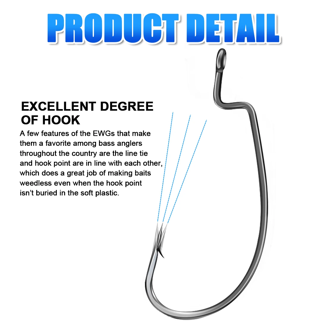 خطاف صيد السمك من FishTrip EWG خطاف صيد السمك لخطاف طعم ناعم من تكساس كارولينا ملحقات صيد الأسماك في المياه المالحة من الفولاذ عالي الكربون
