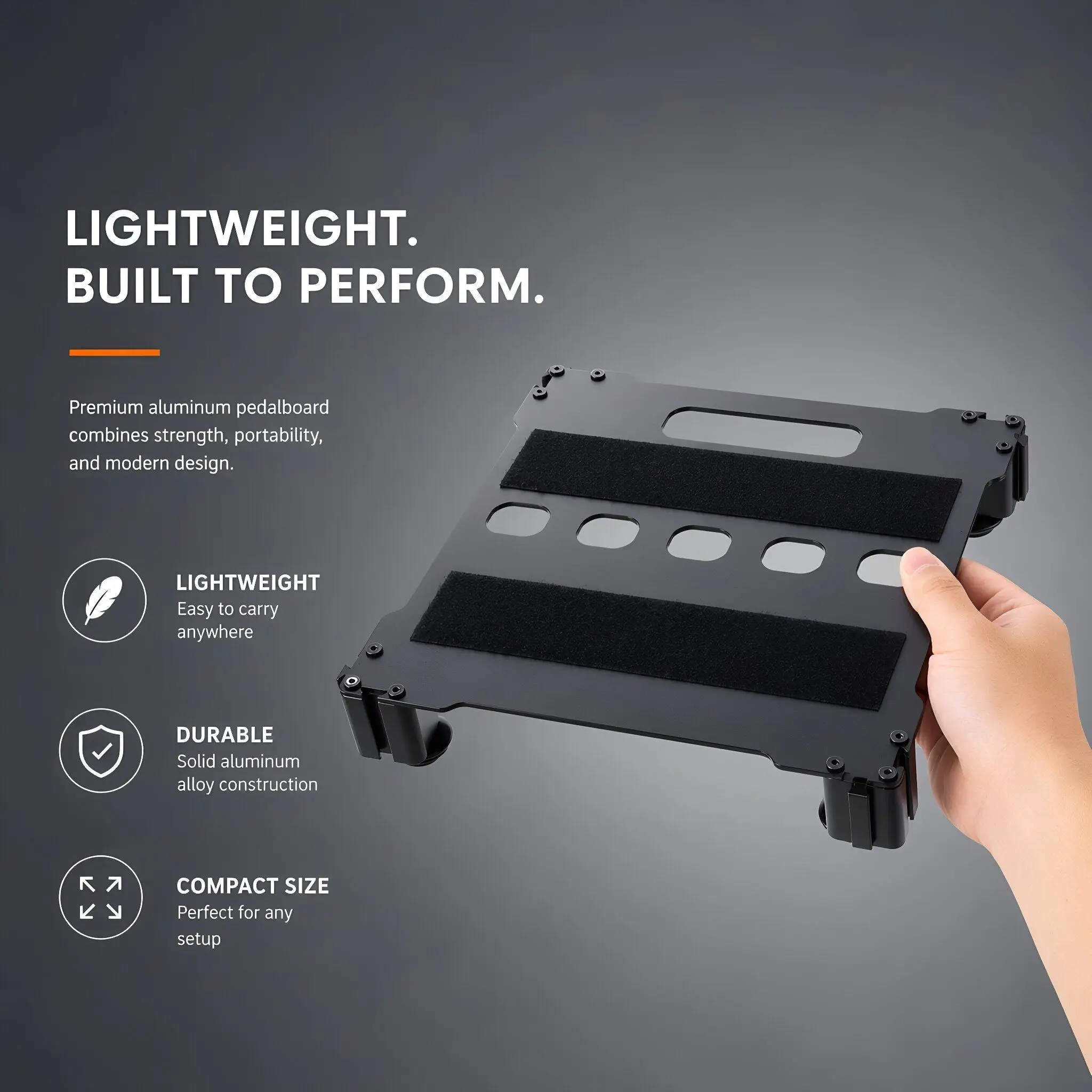 Aluminum Guitar Effects Pedal Board Lightweight Adjustable Single Track Portable Organizer for Guitarists