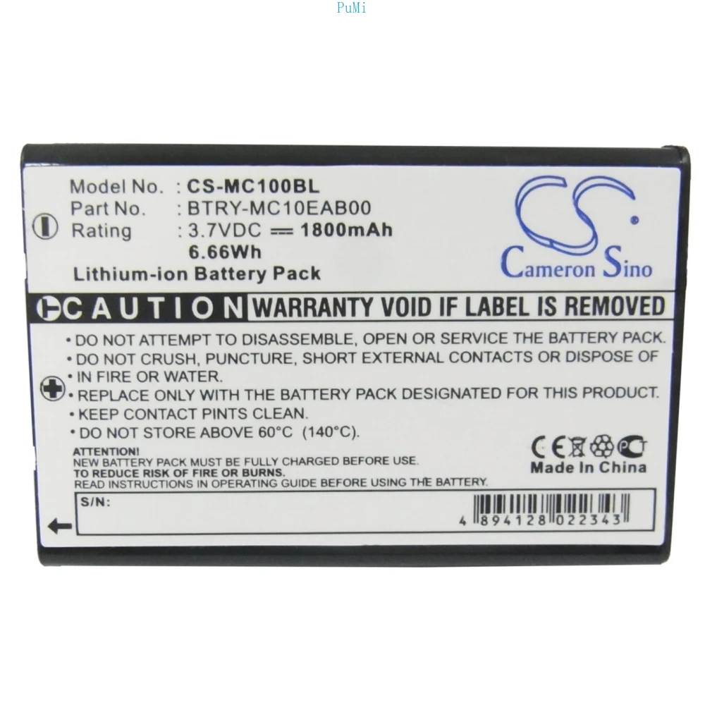 Barcode Scanner Battery BTRY-MC10EAB00 074337S 73659 For Symbol MC1000-KU0LA2U000R Intermec CK1 CN1 Mobila PPT101 Wasp WPA1200