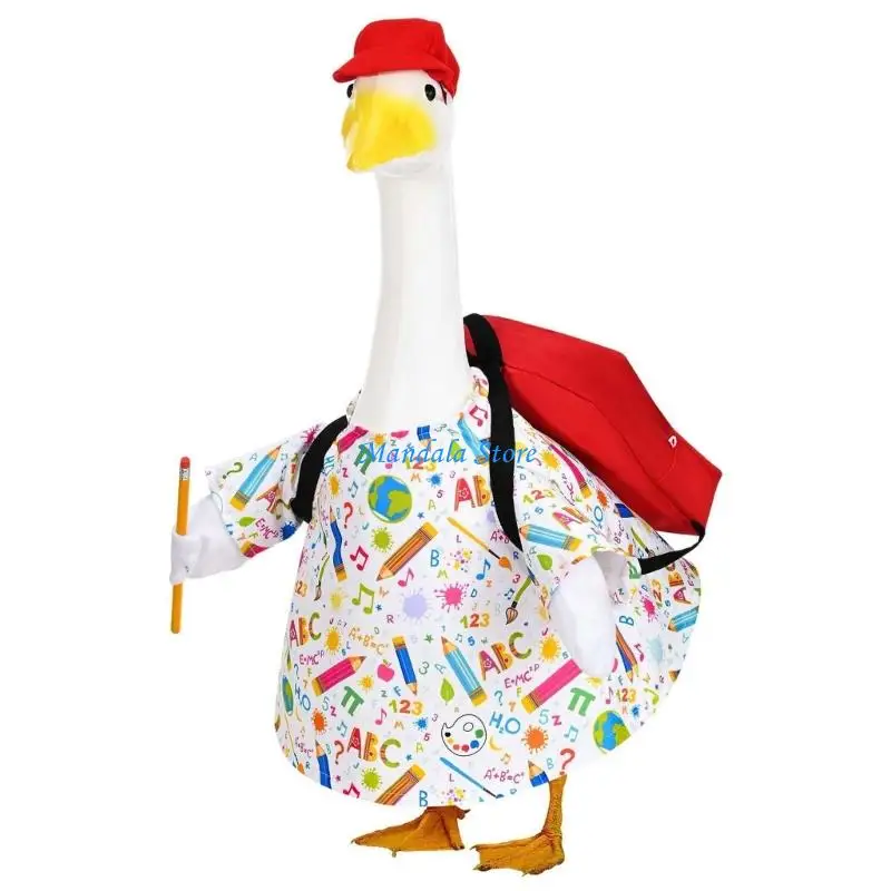 

U2JC Stylish Porch Geese Figure Decoration With Interchangeable Outfits For School Season Home Garden Spirit Porch Ornament