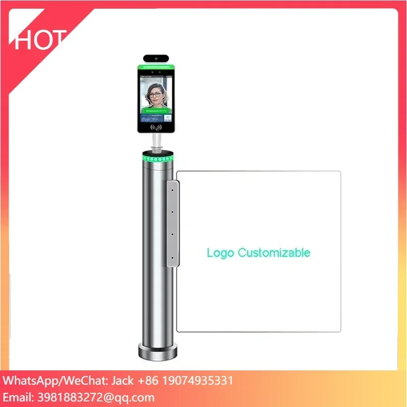 Automatic Cylinder Acrylic Arm Swing Turnstile Gate with Face Recognition Fingerprint Access Control Device