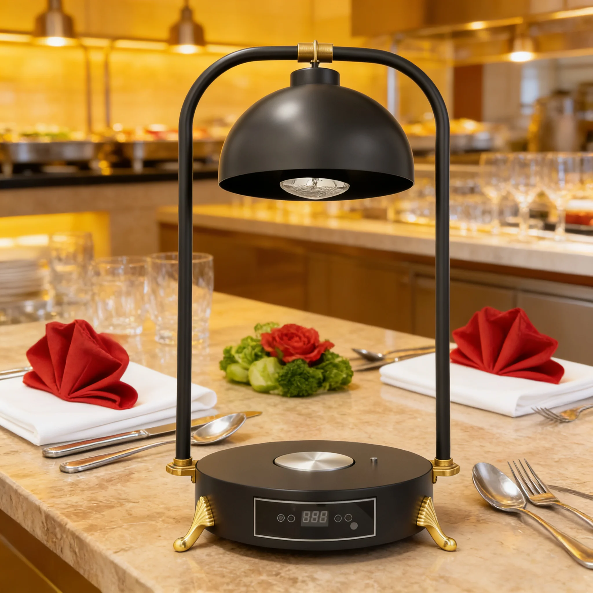 

Электрическая лампа-подогреватель для еды из нержавеющей стали класса люкс, нагревательная пластина для фуршетов и демонстрации блюд на мероприятиях