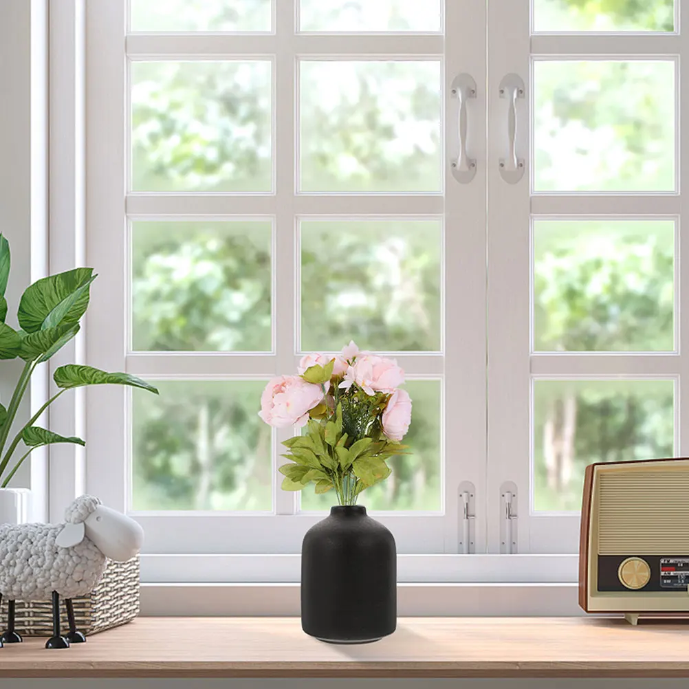 

Retro Ceramic Vase Zen Style Desktop Adornment Practical Flat Bottom Good for Plants Flowers Ceramic Vase