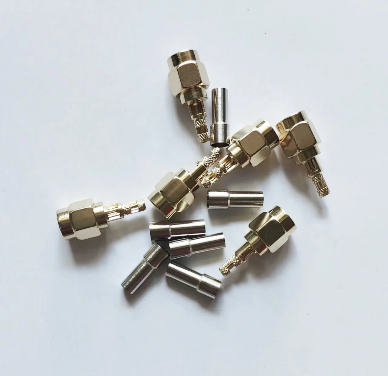 100PCS/lot SMA Male Plug RF Connector Open Two Windows Crimp 50-1.5 For RG316 RG174 Coaxial Cable Wifi Radio Antenna Gold Plated