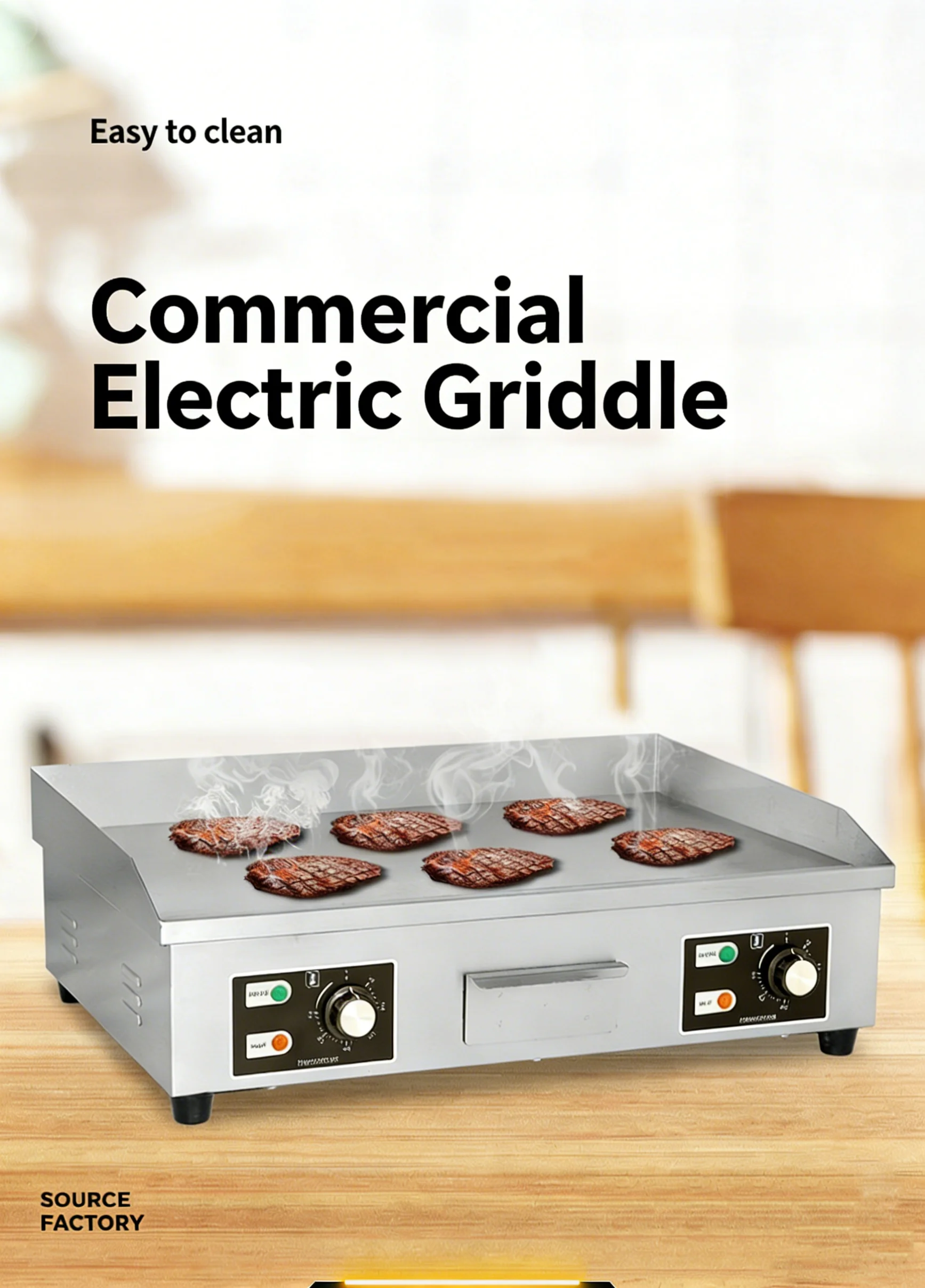 

Электрическая коммерческая сковорода-гриль с антипригарным покрытием, электрическая сковорода-гриль теппаньяки для стейков, прочное коммерческое оборудование для гриля.