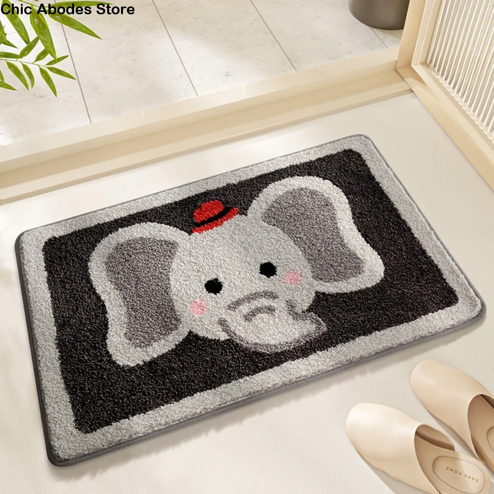 Soft Striped Tufting Rug Anti-slip Base Water-absorbent Small Carpet Quick-drying Rectangular Bathroom Mat Kids Room