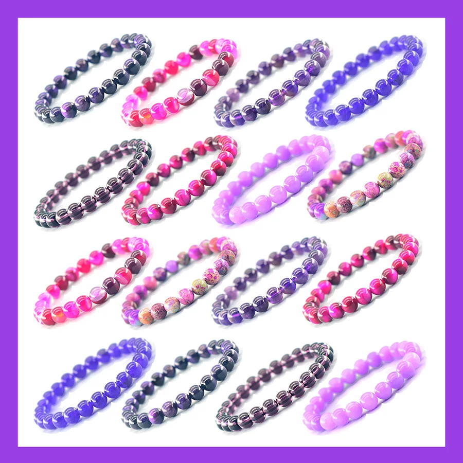 الملونة الحجر الطبيعي سوار النساء الرجال الأزرق الأباتيت اللازورد حبة مجوهرات الأحمر جاسبر مطاطا الإسورة جمشت قوس قزح العقيق #4