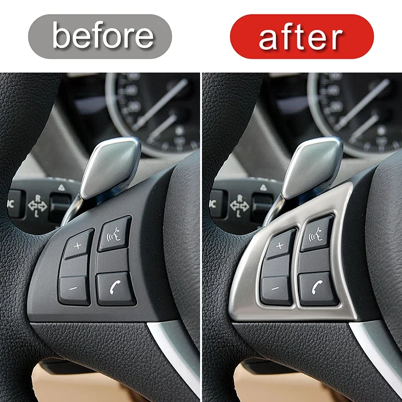 For BMW X5 X6 E70 E71 2008 2009 2010 2011 2012 2013 Car Console Steering Wheel Buttons Cover Trim Interior Sticker Accessories view 3