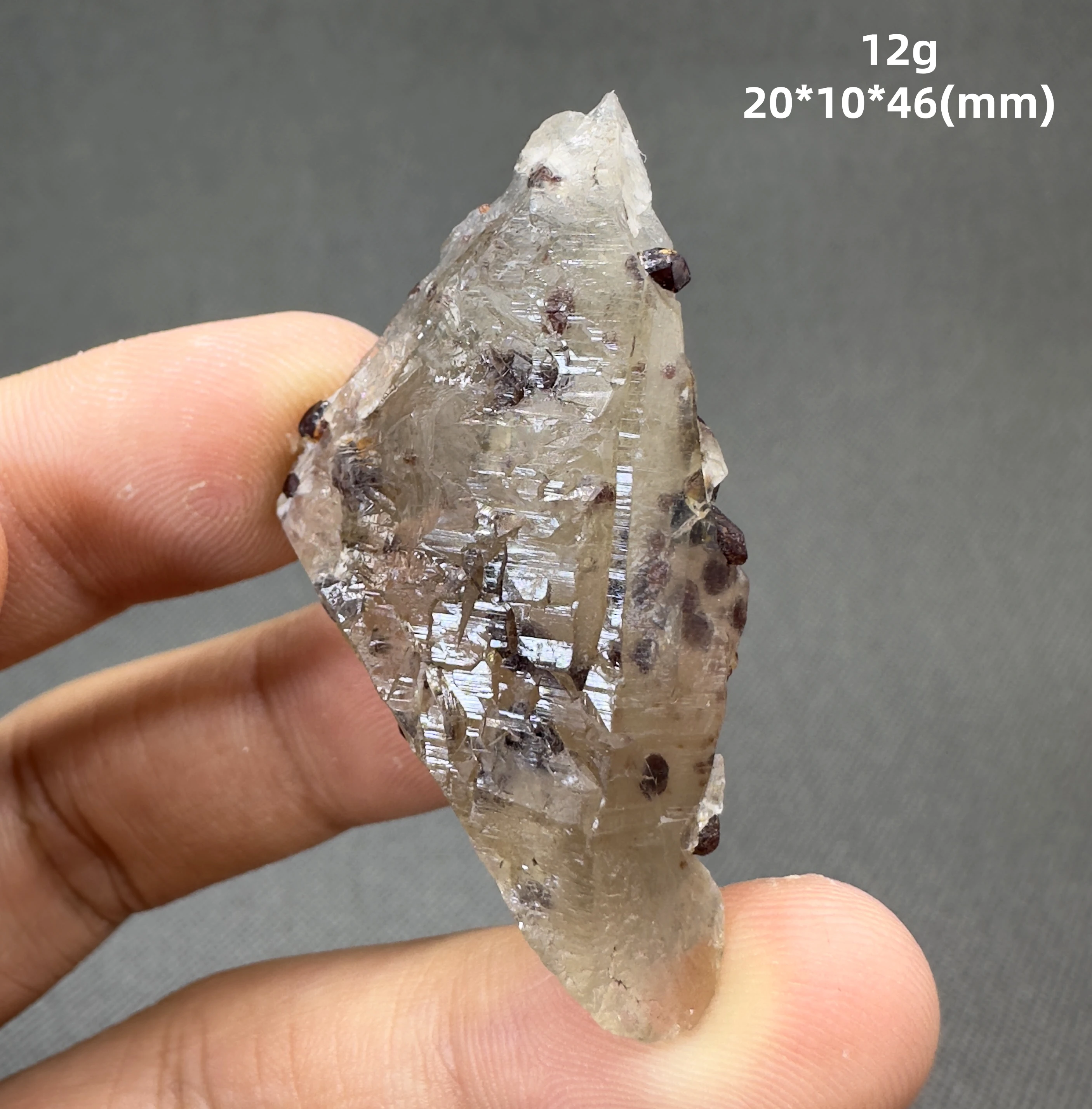 

Natural Smoked crystal wrapped in garnet minerals specimen + healing quartz crystals and stones rock gemstone