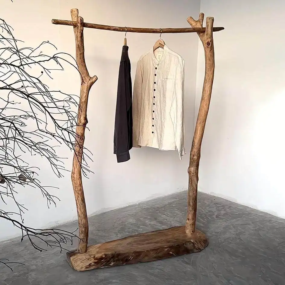 

Wabi-sabi windbreaker hat rack log hanger dry branch creative lamp stand floor decoration