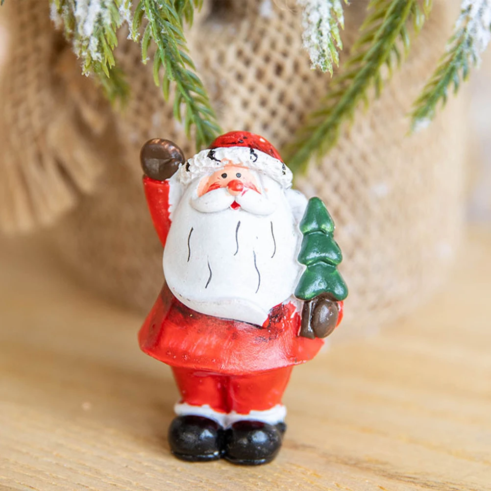 

4Pcs Christmas Resin Ornaments Mini Santa Layout Props for Plant Displays Fairy Garden Decor Kids Holiday Gifts Miniature