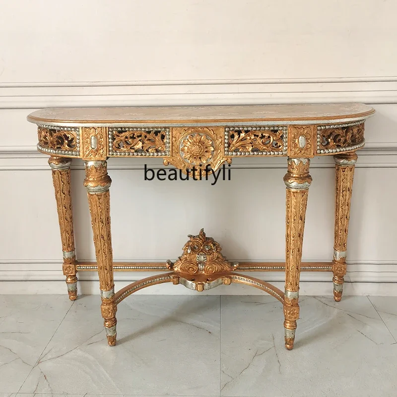 

A50 European retro pure hand-painted entrance table Entry entrance table, decorative table French style