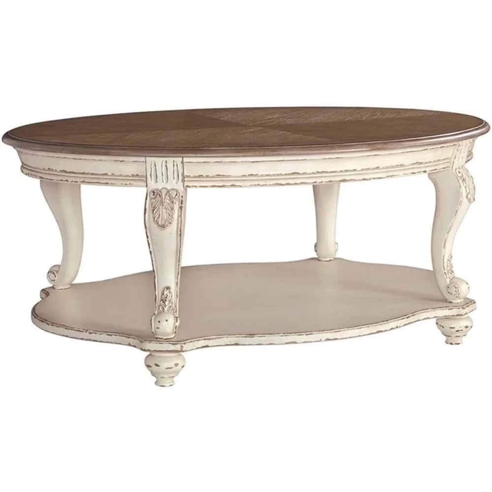 

HILL Oval Coffee Table in Chipped White and Brown