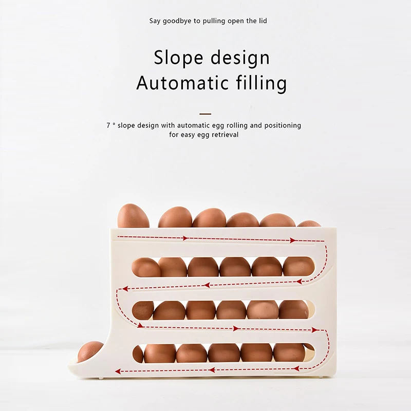 Egg Slide Sliding Rail Shelf Stand, Egg Organizer, Frigorífico Storage Rail, Holder Box, Container Organização Acessório