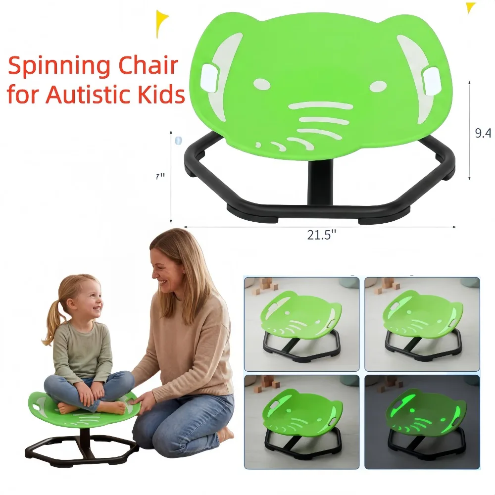 Ergonomic Swivel Sensory Chair Spinning Chair Elephant Design Anti-Slip Base & Durable Plastic Manual Use Needed Glow-in-the-Dark for ADHD Ideal Gift for Autistic Boys