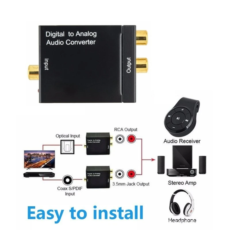 Digital To Analog Audios Converter 3.5mm Suitable For TV Audios Digital Coaxial Toslink Fibers Analog Output Converter