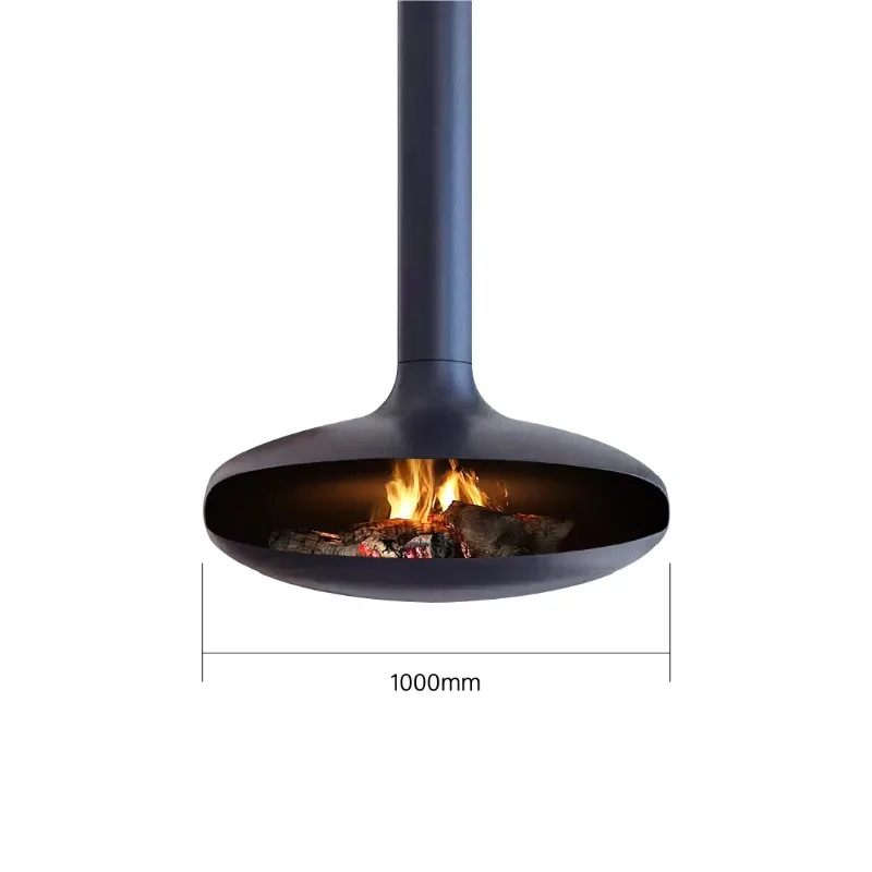 High-quality modern design ironwood combustion stove, multi-fuel hanging fireplace, villa freestanding wood pellets