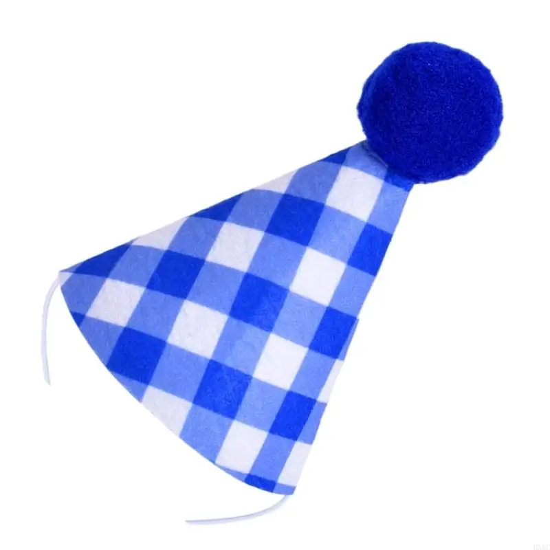 2025 New Birthday Party Hat for Small Dogs, Checkered Pet Cap with Nonwoven Fabric, 10 x 6 Family Photo Use for Birthdays