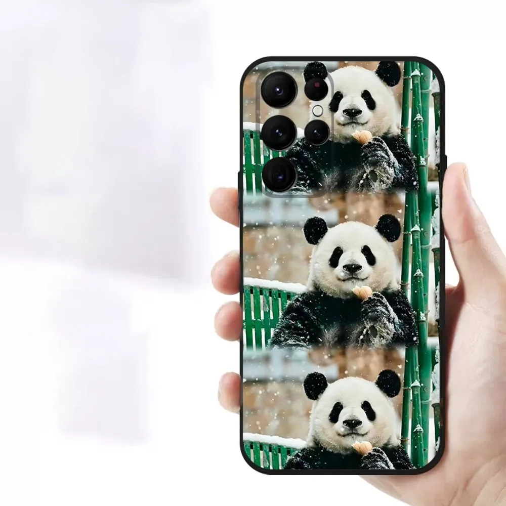 fubao panda Phone Case For Samsung S23,23,22,30,21,10,9,Note20 Ultra,Lite,Ultra,5G,Plus,FE,Black Soft Case
