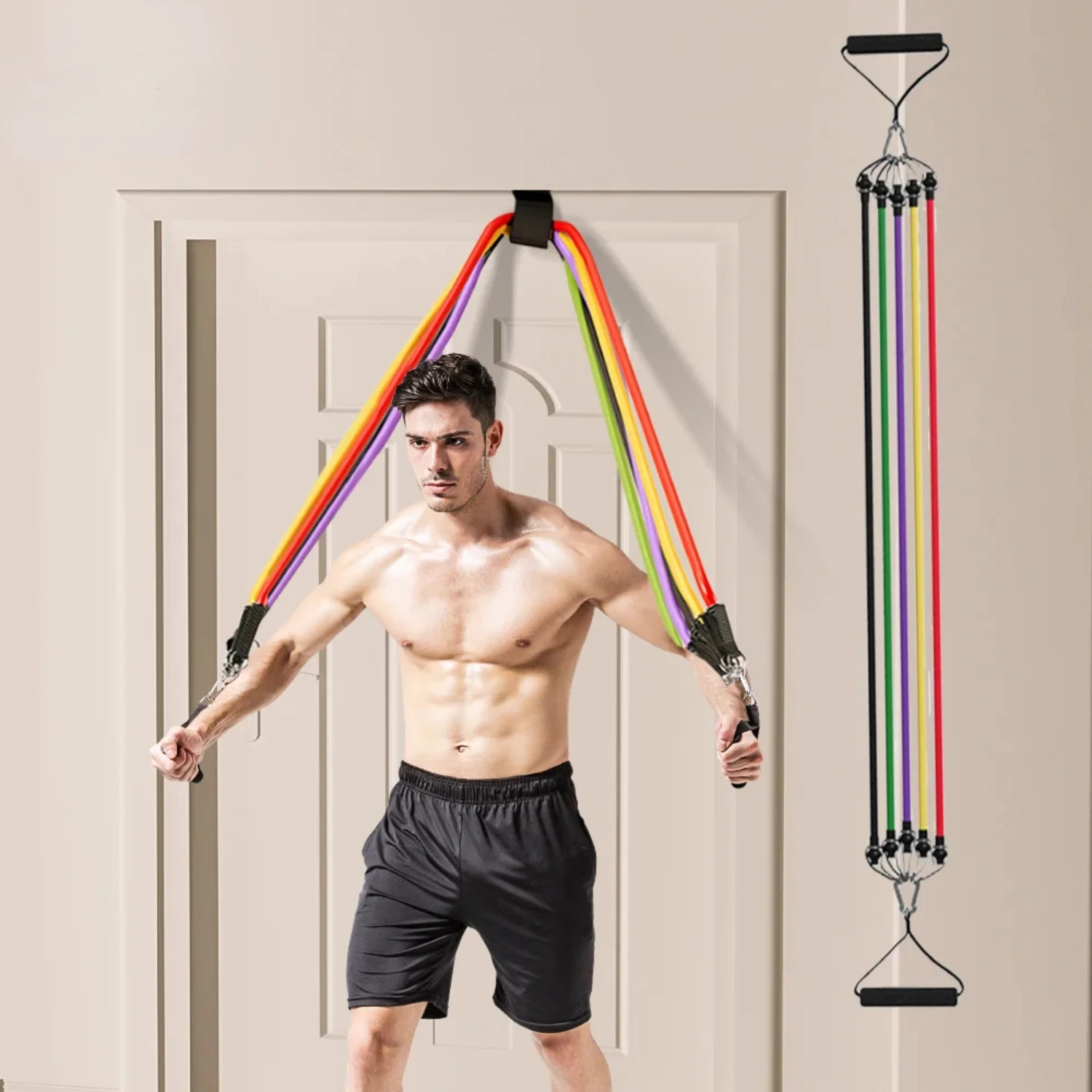 

Bodybuilding Resistance Bands Set Multi- Tensioner Suit Muscle Training Belt Elastic Bands Portable Fitness Equipment Weighted