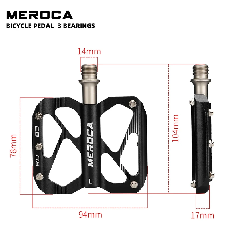 

MEROCA 3-Bearing Bicycle Pedal Anti-Slip Widened Sealed Bearing CNC Aluminum Alloy Mountain Bike Pedals Bicycle Accessories