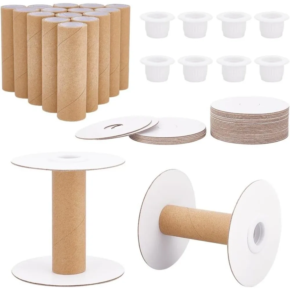 16 Sets Empty Paper Thread Spools Wire Weaving Bobbins Paper Sewing Spools Removable Empty Wire Spools for Yarn Cord Chain