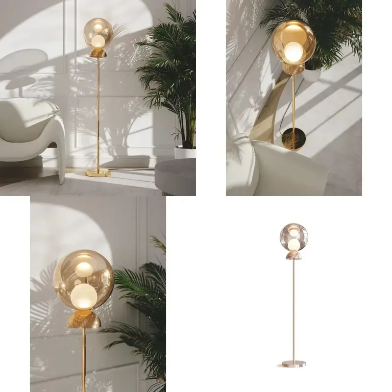 for Modern LED floor  glass ball gold wall lamp indoor Nordic style living room bedroom kitchen lamp bedside lamp