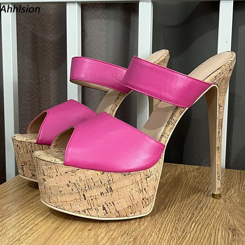 

Ahhlsion Women Summer Platform Slingback Sandals Sexy Stiletto Heels Peep Toe Pretty Fuchsia Party Shoes Ladies US Size 5-20