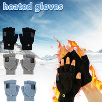 USB Heated Gloves 5V Low Voltage Electric Thermal Mitten Gloves Full & Half Hands Heated Gloves Knitting Fingerless Heating