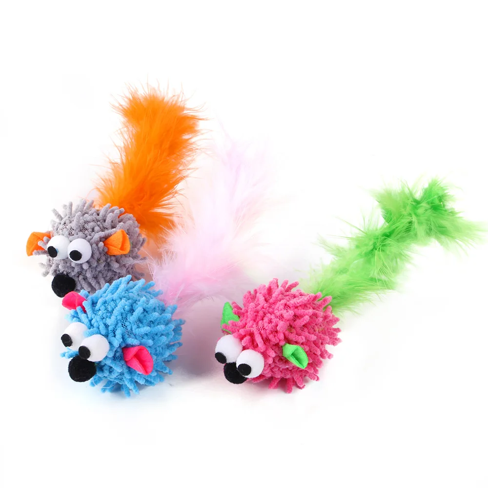 3pcs/2pcs Random Color Long Tail Mouse Cat Toy Plush Kitten Interactive Pet Toy