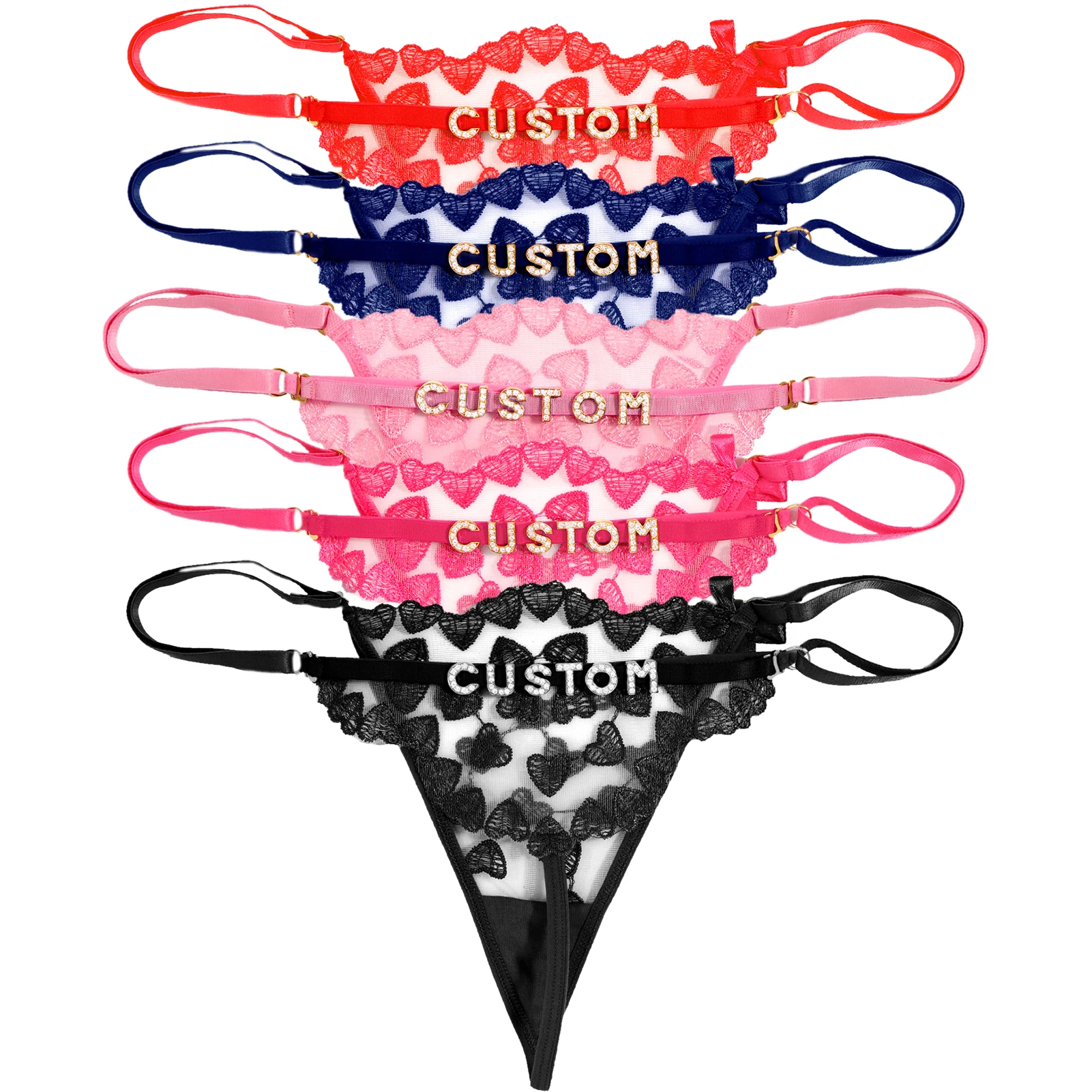 Sexy Custom Name Lace Thong Women Multicolored Panties Gold Silver Color Crystal Letter Personality Underwear Female Intimates