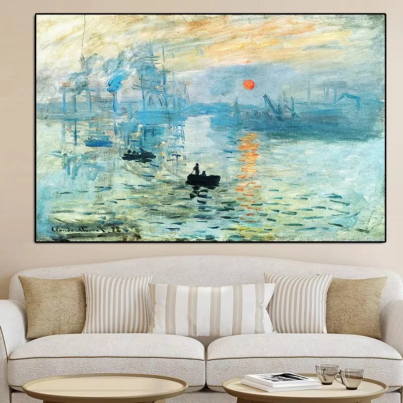 Ölgemälde-Set nach Zahlen Claude Monet Impression Sunrise Landschaft Leinwand Wandkunst für Erwachsene DIY Heimdekoration Geschenk