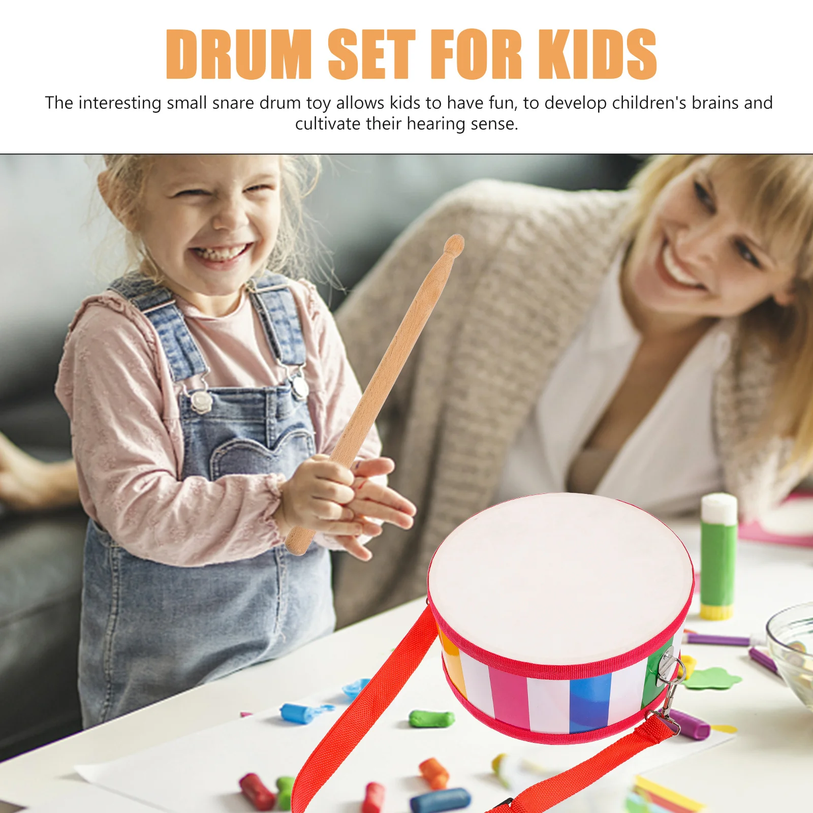 1 مجموعة أطفال كمين الأطفال أدوات قرع الموسيقى التعليمية مجموعة طبلة مع العصي للأطفال الصغار طقم طبلة كمين